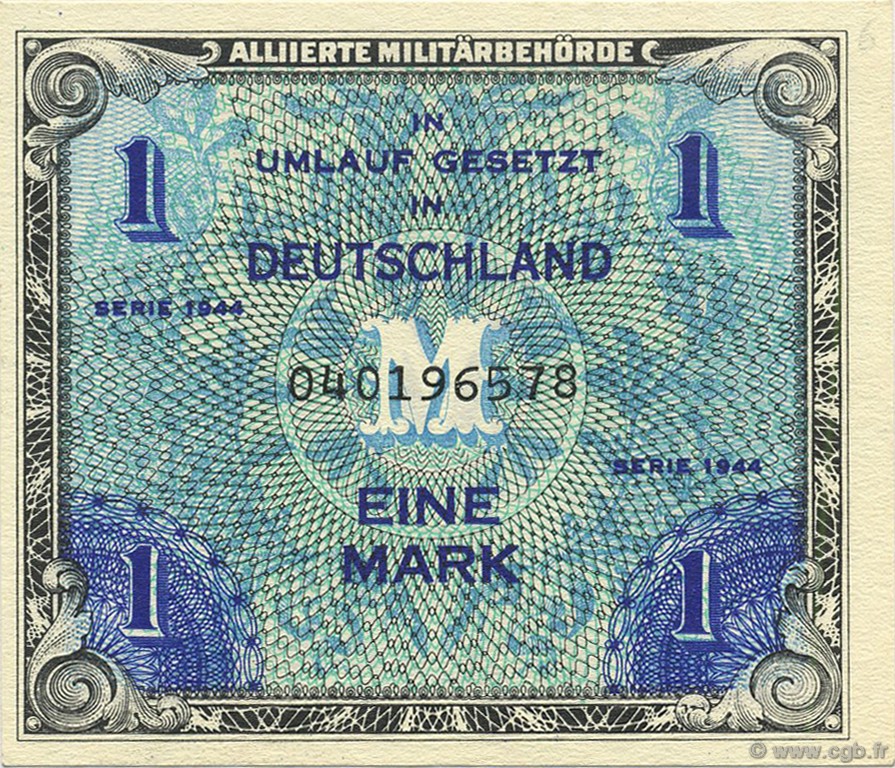 1 Mark GERMANY  1944 P.192a UNC-