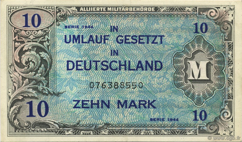 10 Mark GERMANY  1944 P.194a XF