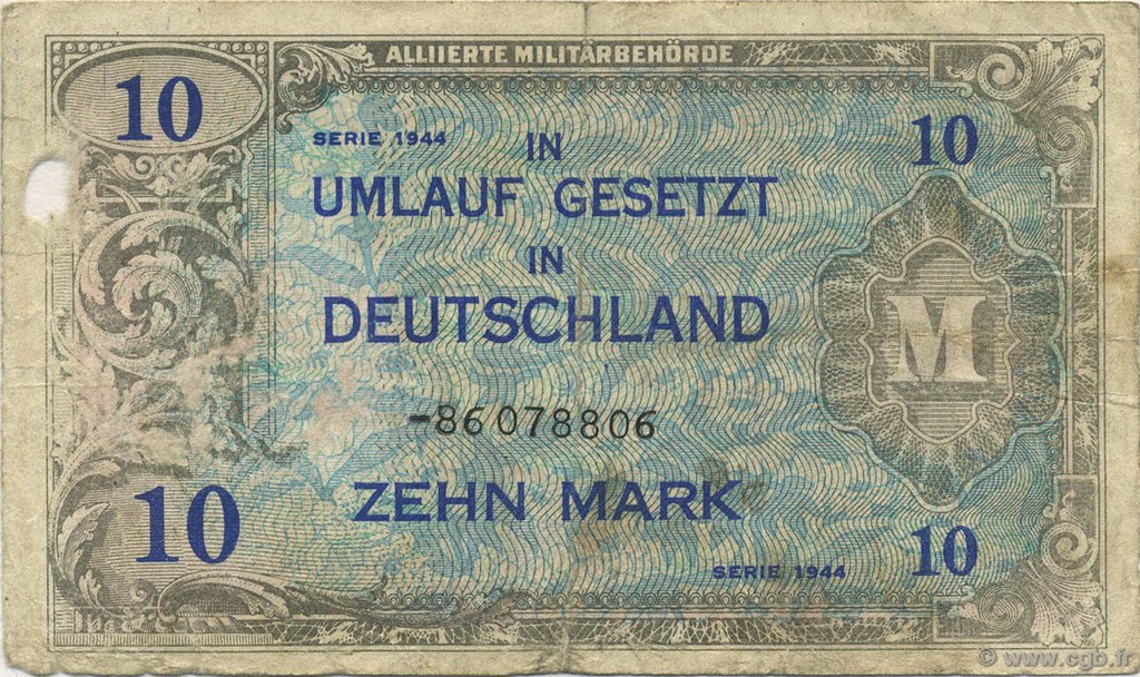 10 Mark DEUTSCHLAND  1944 P.194d SGE