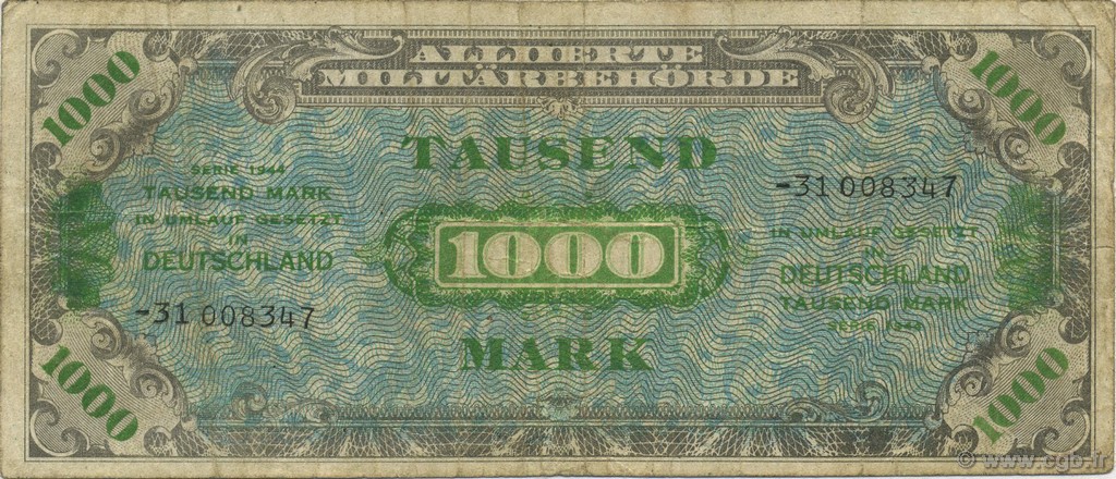 1000 Mark GERMANIA  1944 P.198b MB