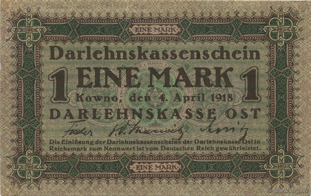 1 Mark GERMANIA Kowno 1918 P.R128 SPL