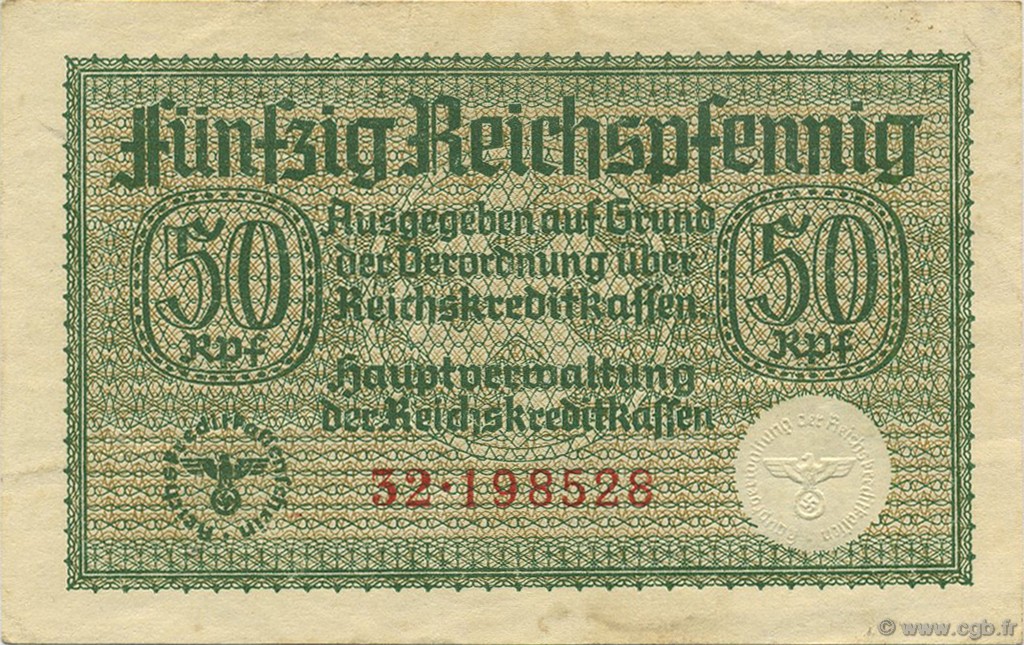50 Reichspfennig DEUTSCHLAND  1940 P.R135 VZ