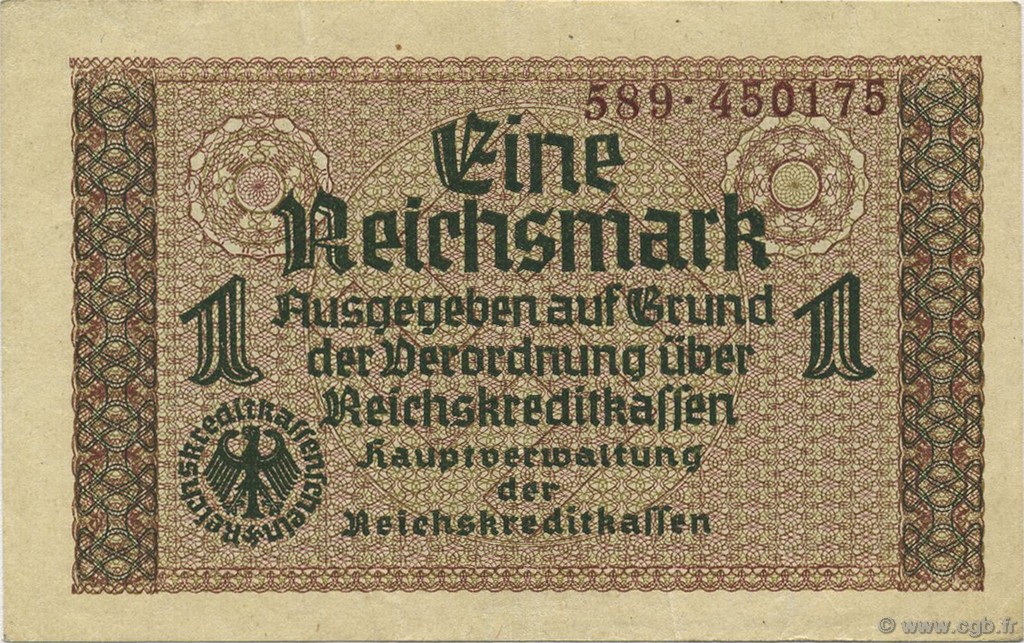 1 Reichsmark ALLEMAGNE  1940 P.R136b TTB