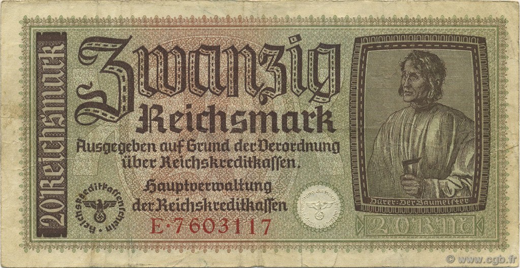 20 Reichsmark ALLEMAGNE  1940 P.R139 TB+