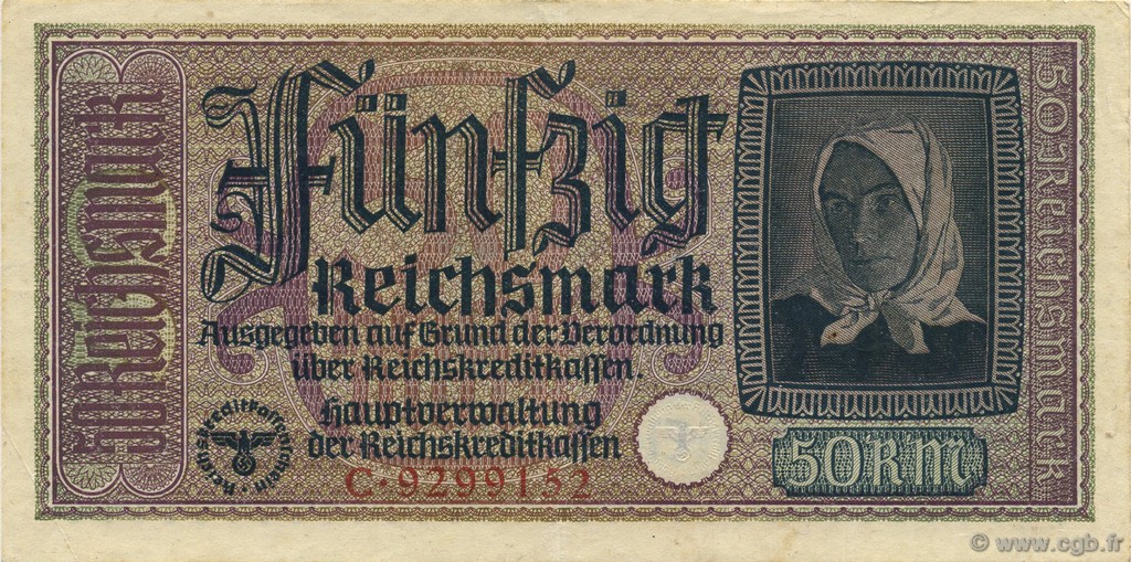 50 Reichsmark DEUTSCHLAND  1940 P.R140 VZ