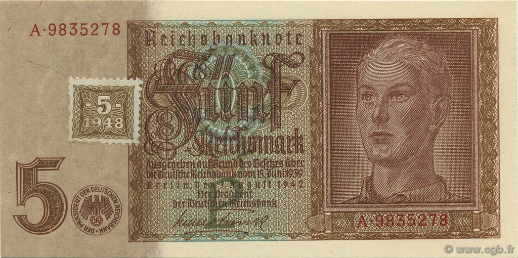 5 Deutsche Mark REPúBLICA DEMOCRáTICA ALEMANA  1948 P.03 SC