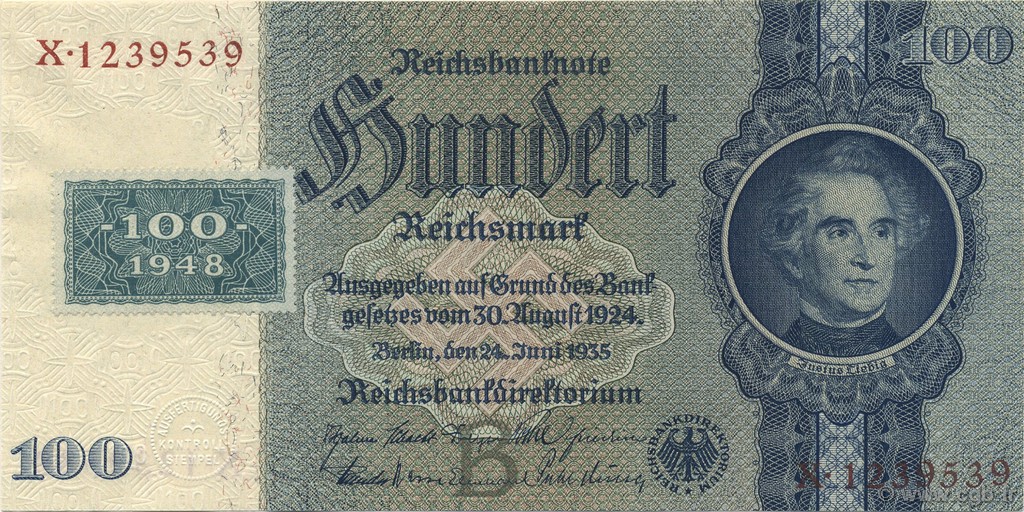 100 Deutsche Mark REPúBLICA DEMOCRáTICA ALEMANA  1948 P.07a SC+