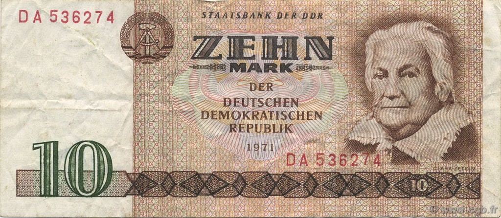 10 Mark GERMAN DEMOCRATIC REPUBLIC  1971 P.28a VF