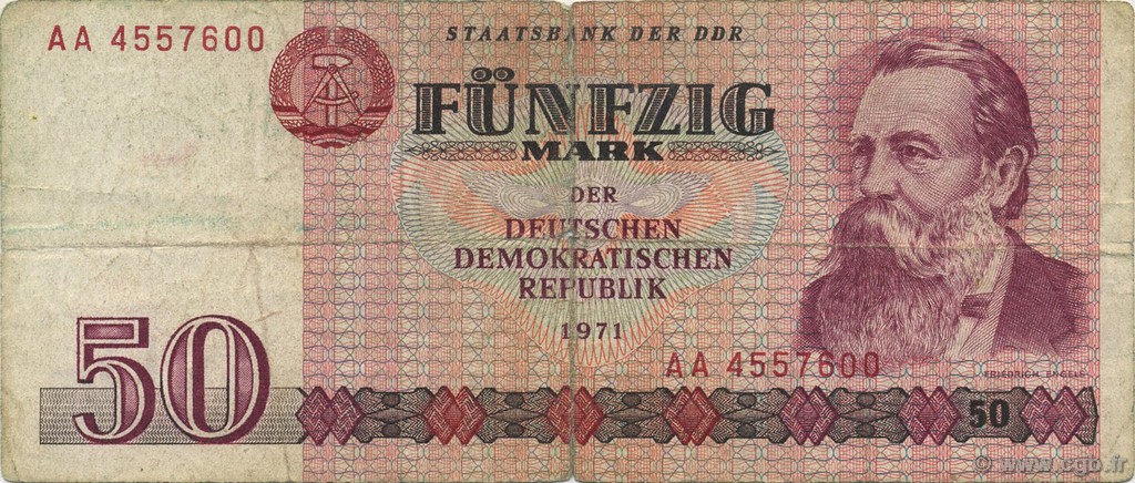 50 Mark GERMAN DEMOCRATIC REPUBLIC  1971 P.30a F