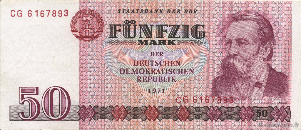 50 Mark GERMAN DEMOCRATIC REPUBLIC  1971 P.30a UNC