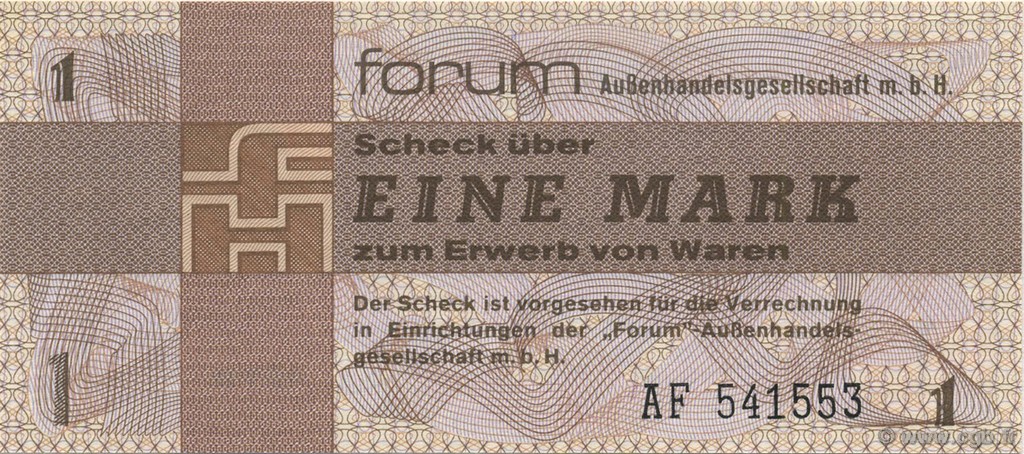 1 Mark GERMAN DEMOCRATIC REPUBLIC  1979 P.FX2 UNC