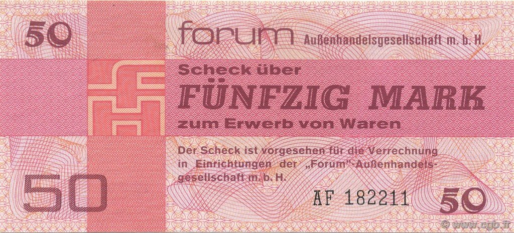 50 Mark GERMAN DEMOCRATIC REPUBLIC  1979 P.FX5 UNC-