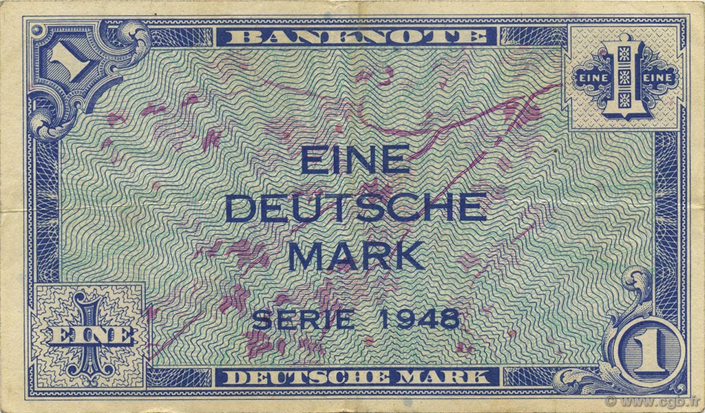 1 Deutsche Mark GERMAN FEDERAL REPUBLIC  1948 P.02a BB
