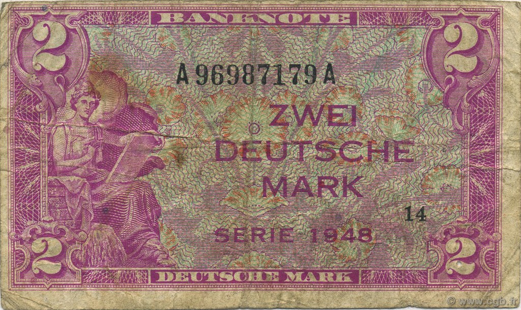 2 Deutsche Mark GERMAN FEDERAL REPUBLIC  1948 P.03a G