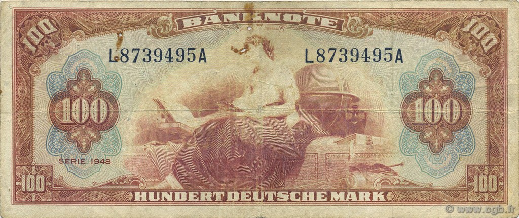 100 Deutsche Mark GERMAN FEDERAL REPUBLIC  1948 P.08a fS