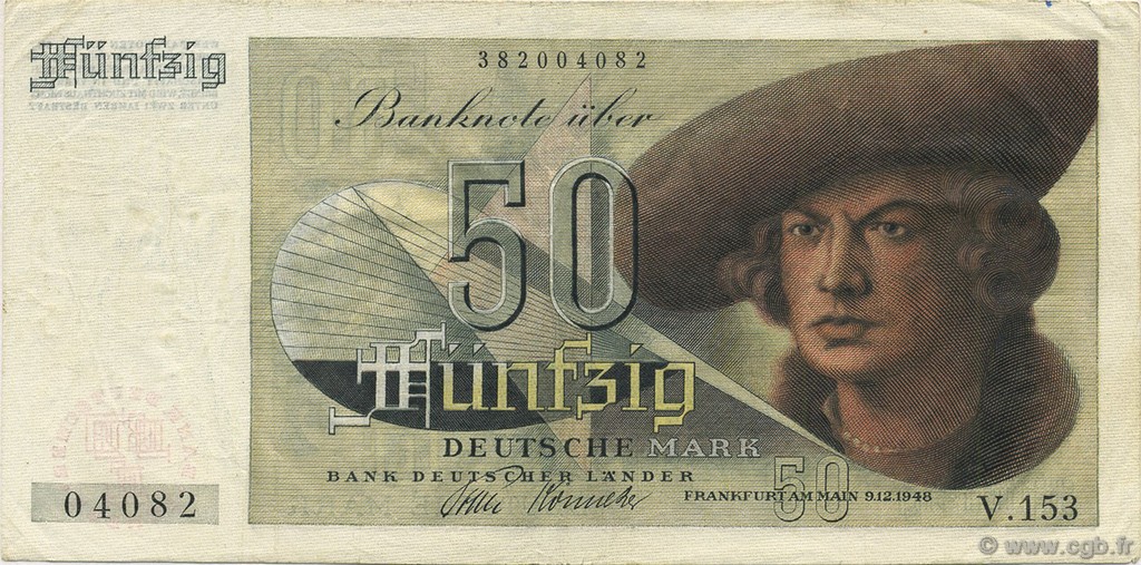 50 Deutsche Mark GERMAN FEDERAL REPUBLIC  1948 P.14a BB