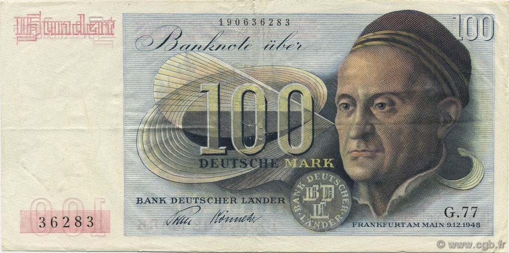 100 Deutsche Mark GERMAN FEDERAL REPUBLIC  1948 P.15a SS