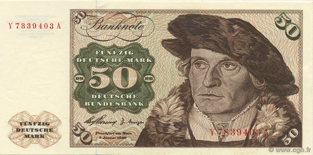 50 Deutsche Mark GERMAN FEDERAL REPUBLIC  1960 P.21a fST+