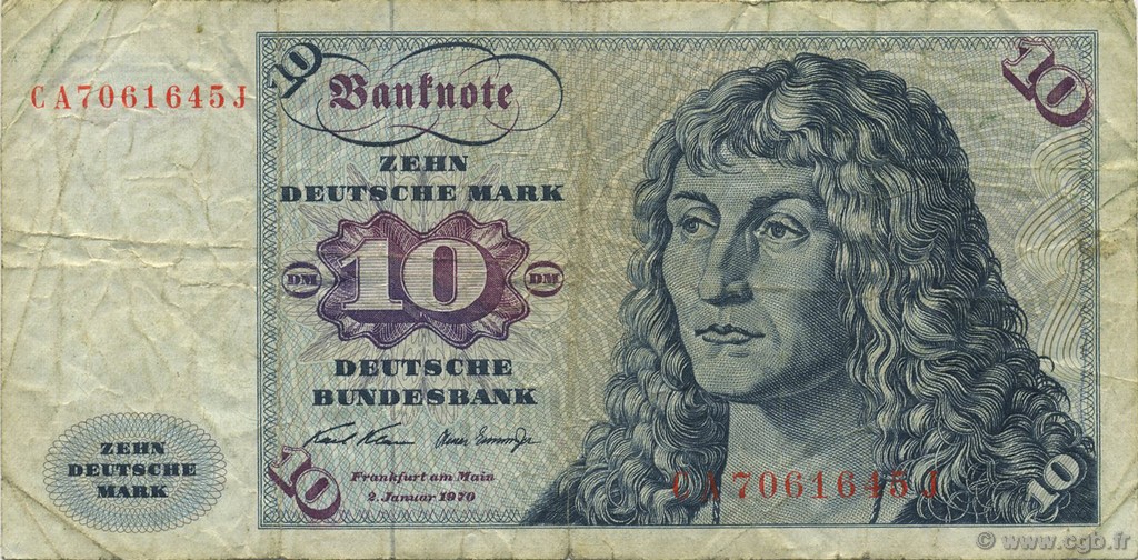 10 Deutsche Mark GERMAN FEDERAL REPUBLIC  1970 P.31a SGE
