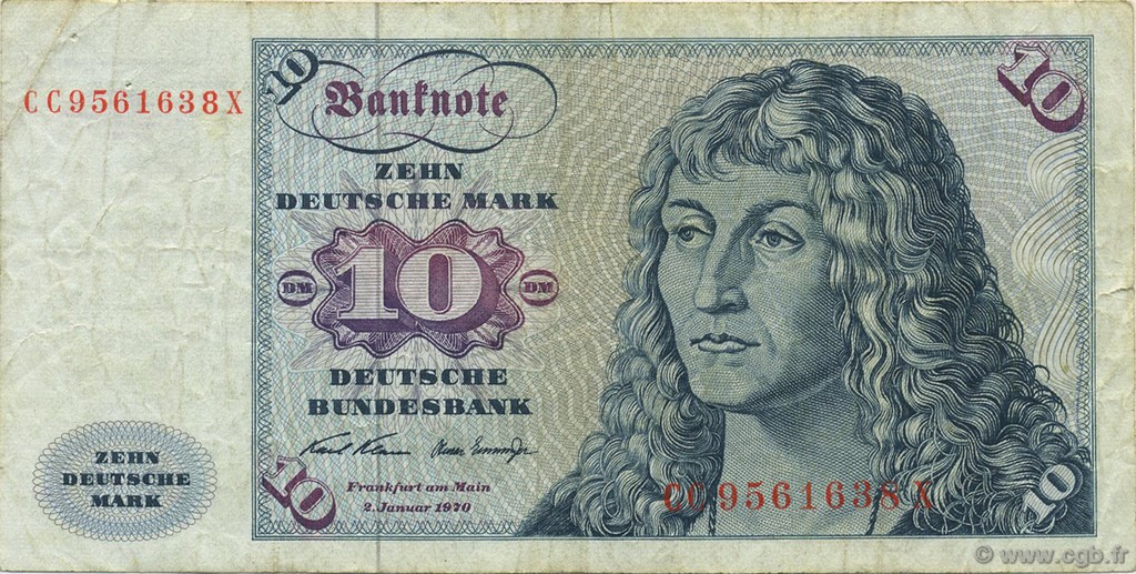 10 Deutsche Mark ALLEMAGNE FÉDÉRALE  1970 P.31a TB