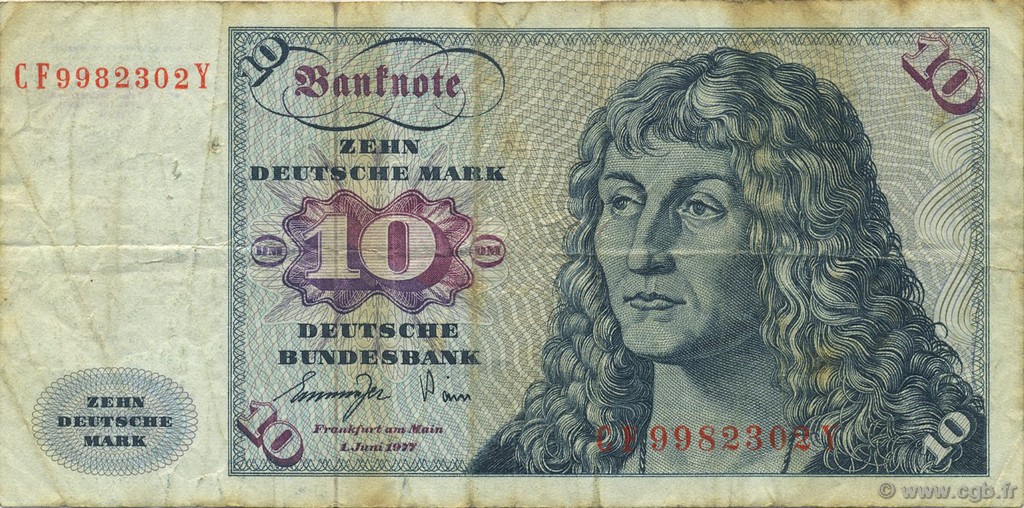 10 Deutsche Mark GERMAN FEDERAL REPUBLIC  1977 P.31b BC