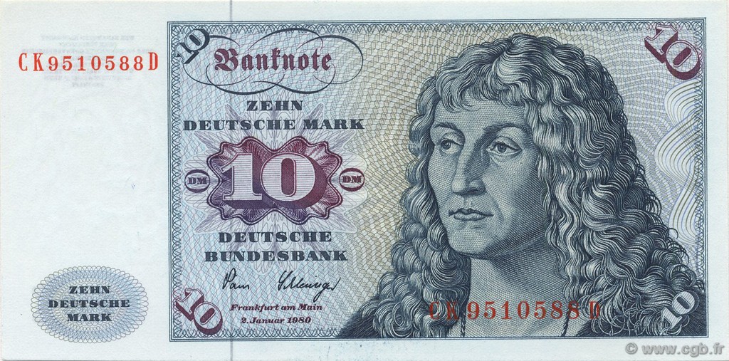 10 Deutsche Mark GERMAN FEDERAL REPUBLIC  1980 P.31d ST