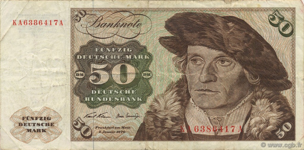 50 Deutsche Mark GERMAN FEDERAL REPUBLIC  1970 P.33a SS
