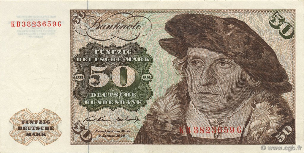 50 Deutsche Mark GERMAN FEDERAL REPUBLIC  1970 P.33a AU+