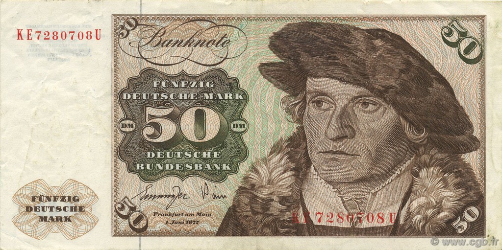 50 Deutsche Mark GERMAN FEDERAL REPUBLIC  1977 P.33b q.SPL