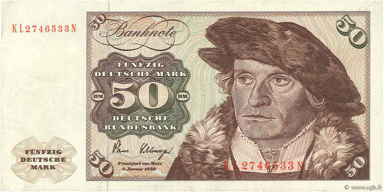 50 Deutsche Mark GERMAN FEDERAL REPUBLIC  1980 P.33d fSS
