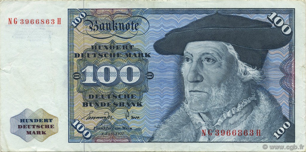 100 Deutsche Mark GERMAN FEDERAL REPUBLIC  1977 P.34b MBC+