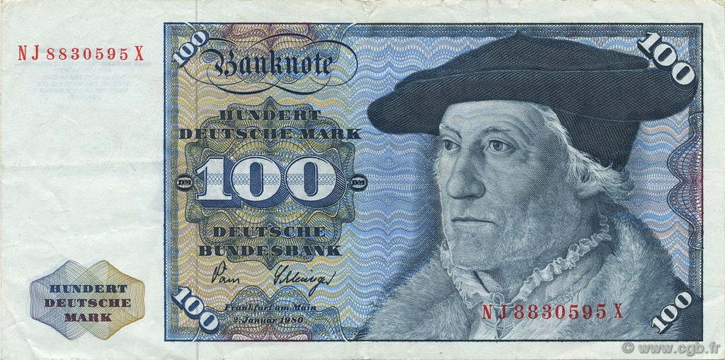 100 Deutsche Mark GERMAN FEDERAL REPUBLIC  1980 P.34d VZ