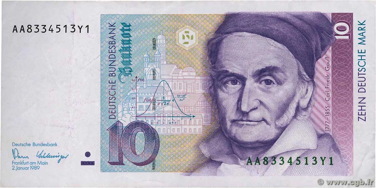 10 Deutsche Mark GERMAN FEDERAL REPUBLIC  1989 P.38a BB