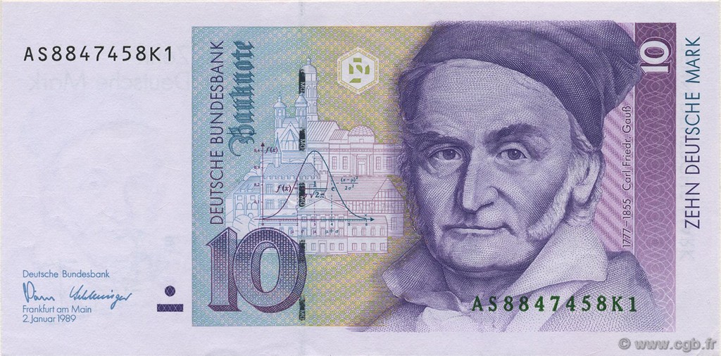 10 Deutsche Mark GERMAN FEDERAL REPUBLIC  1989 P.38a AU