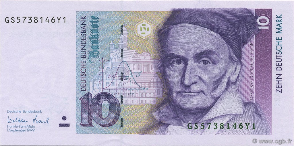 10 Deutsche Mark GERMAN FEDERAL REPUBLIC  1999 P.38d FDC