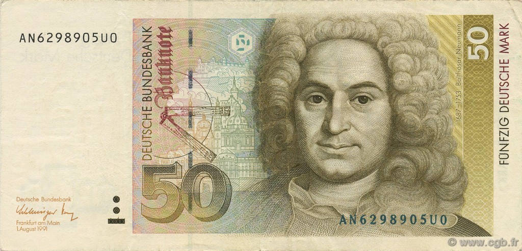 50 Deutsche Mark GERMAN FEDERAL REPUBLIC  1991 P.40b SS