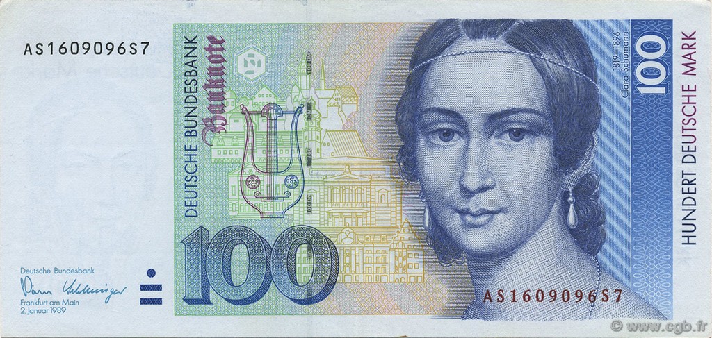 100 Deutsche Mark GERMAN FEDERAL REPUBLIC  1989 P.41a EBC+