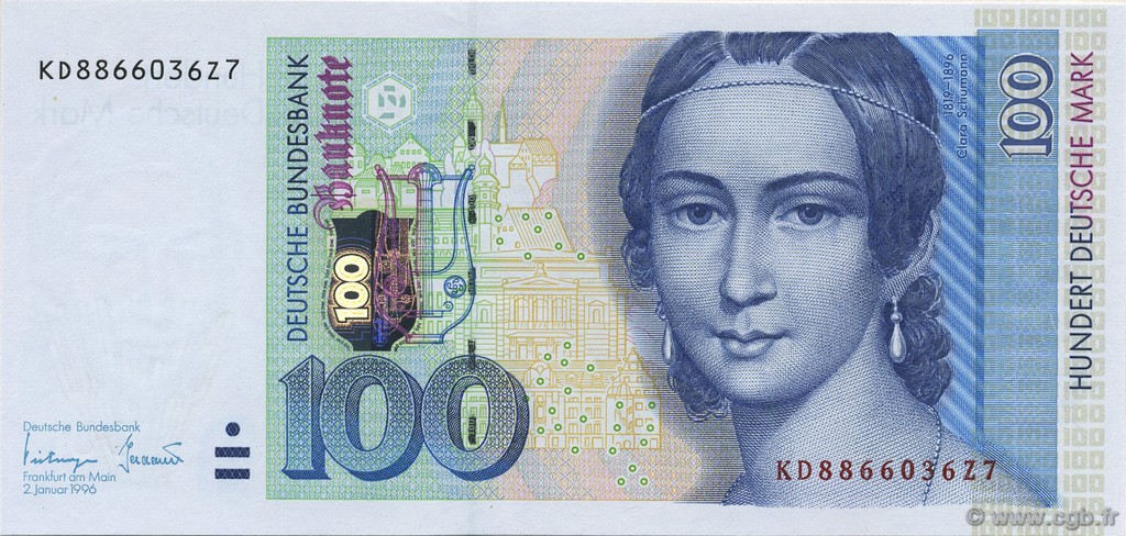 100 Deutsche Mark GERMAN FEDERAL REPUBLIC  1996 P.46 FDC