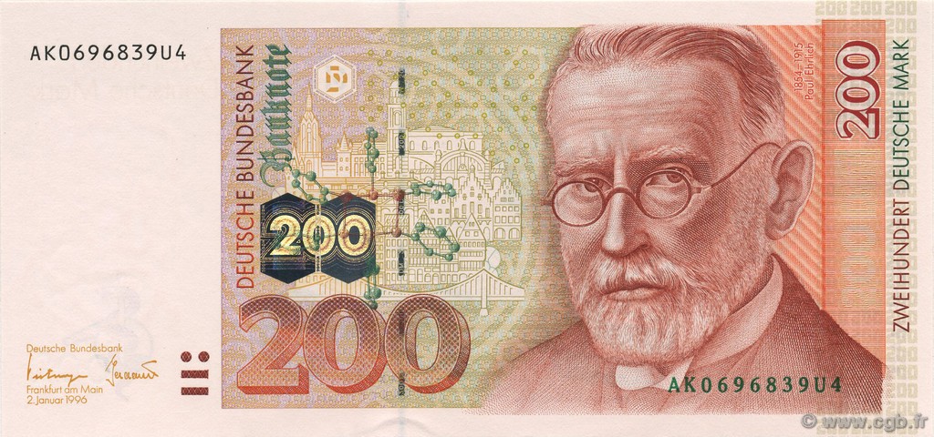 200 Deutsche Mark GERMAN FEDERAL REPUBLIC  1996 P.47 FDC