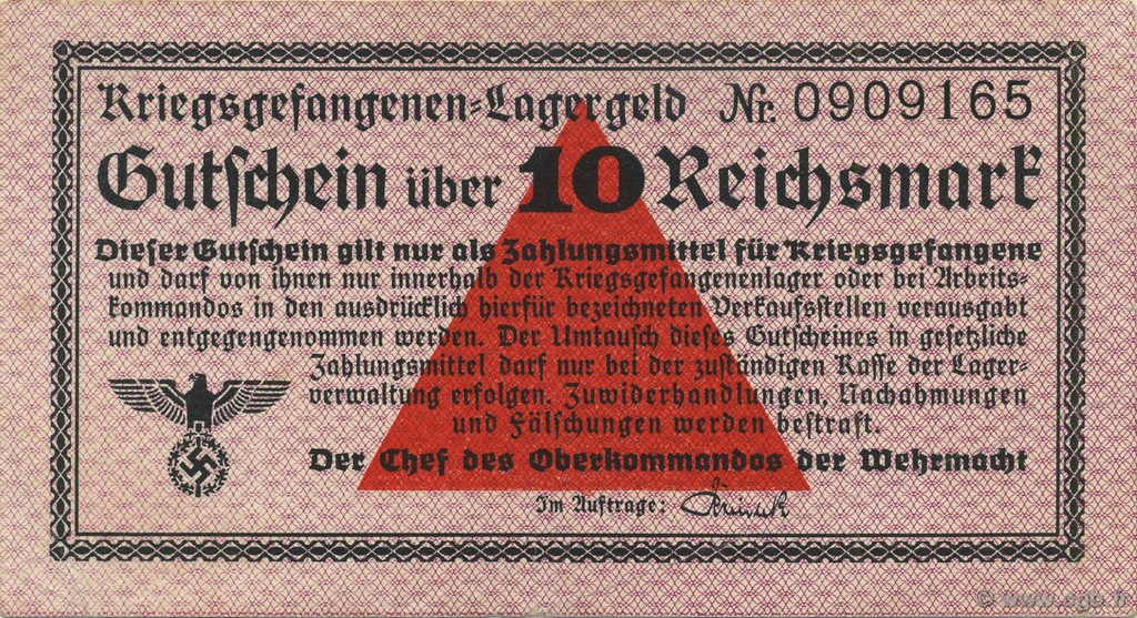 10 Reichsmark GERMANY  1939 R.521 XF