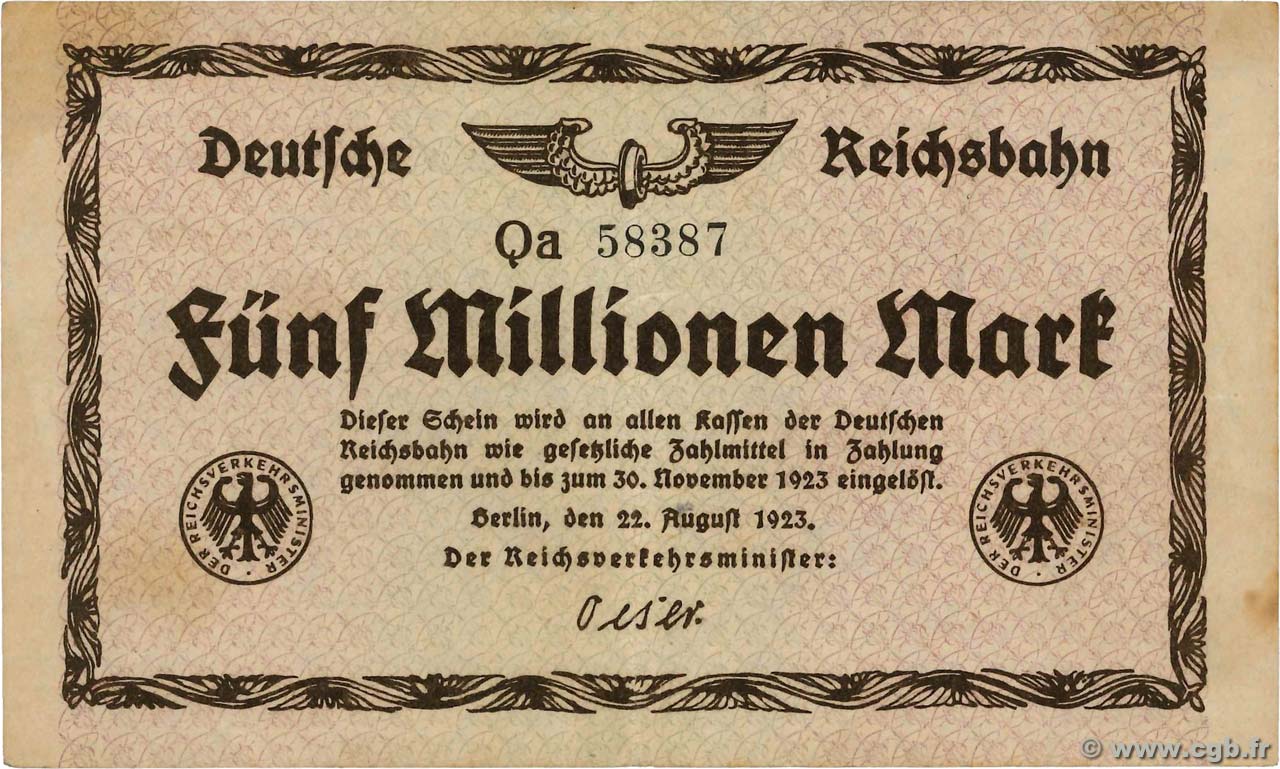 5 Millions Mark ALLEMAGNE  1923 PS.1013b TTB