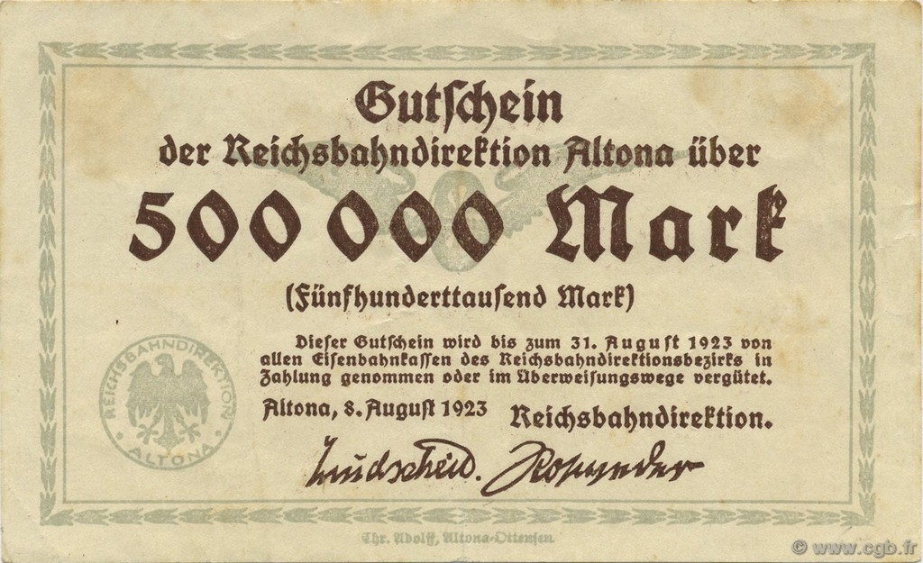 500000 Mark DEUTSCHLAND  1923 PS.1111 SS