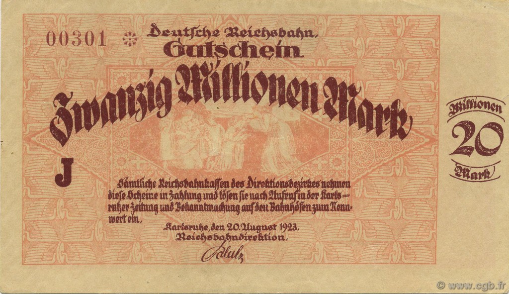 20 Millions Mark GERMANY  1923 PS.1270 XF+