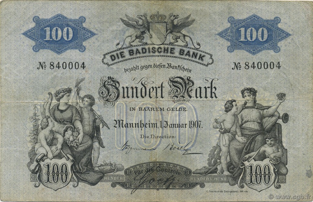 100 Mark DEUTSCHLAND Mannheim 1907 PS.0906a SS