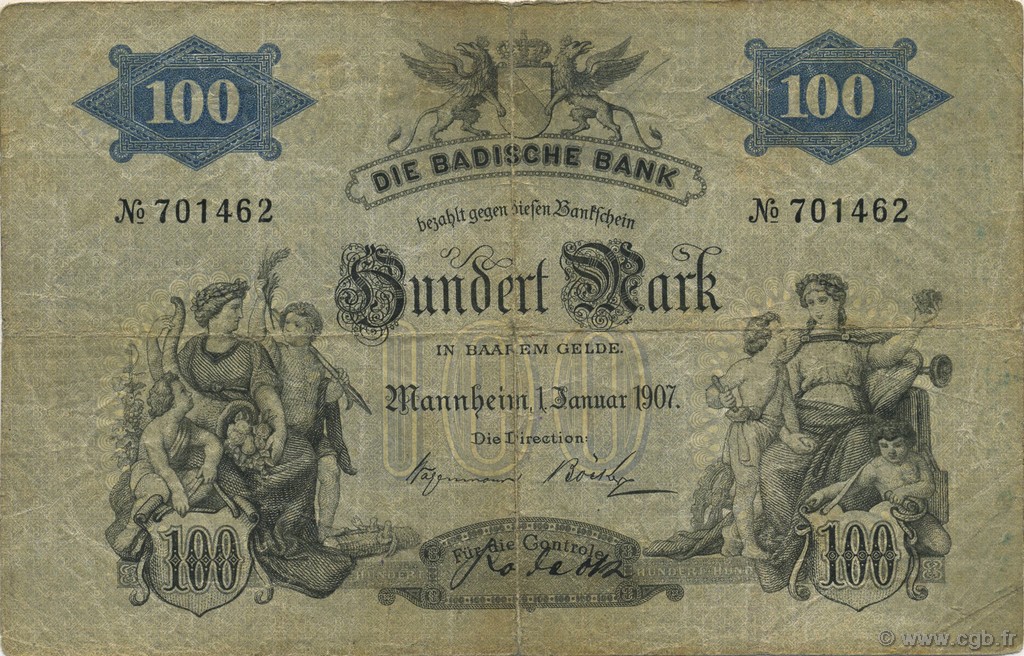 100 Mark DEUTSCHLAND Mannheim 1907 PS.0906b S