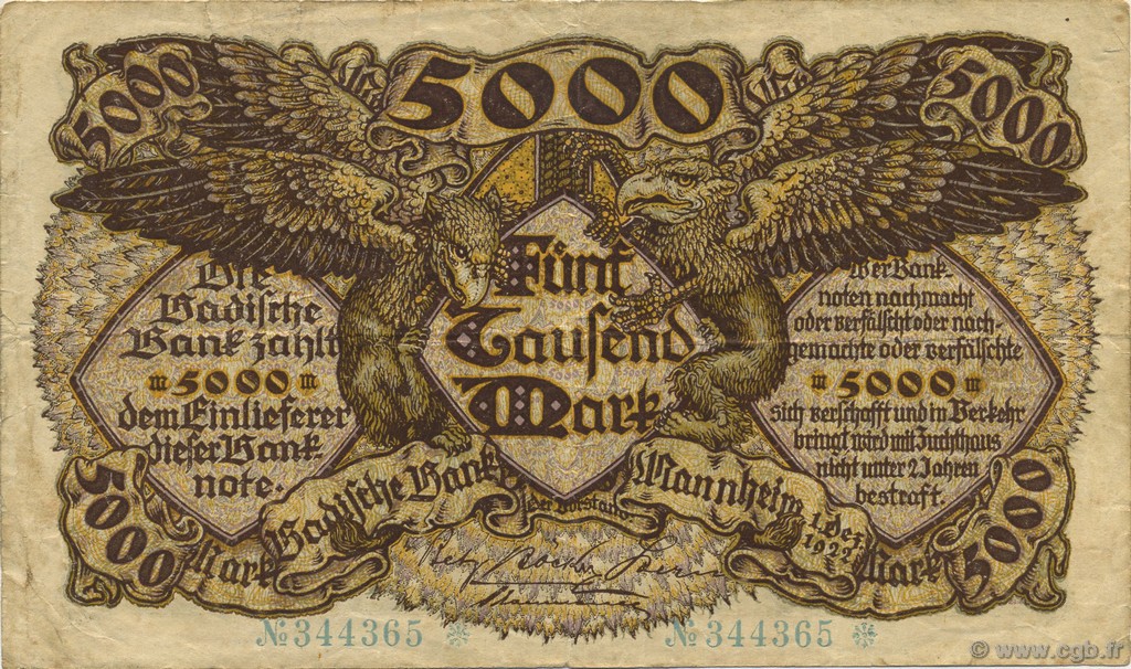 5000 Mark DEUTSCHLAND Mannheim 1922 PS.0909 fSS