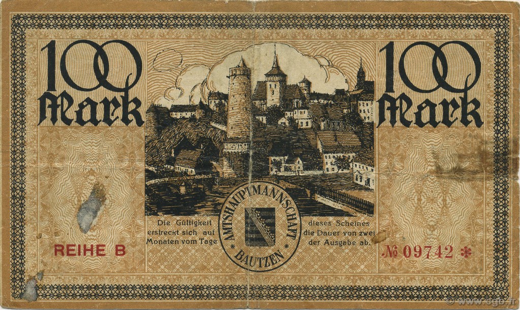 100 Mark ALEMANIA Bautzen 1922  BC