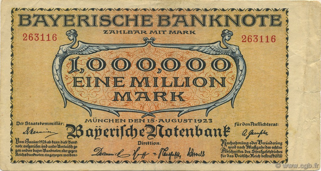 1 Million Mark DEUTSCHLAND Munich 1923 PS.0929 SS
