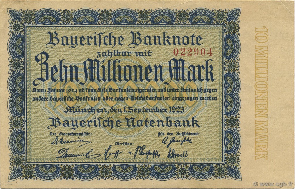 10 Millions Mark GERMANIA Munich 1923 PS.0935 q.SPL