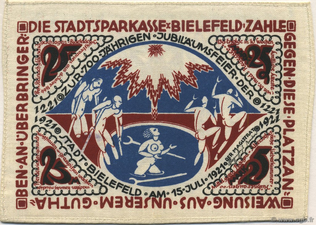 25 Mark DEUTSCHLAND Bielefeld 1921  VZ